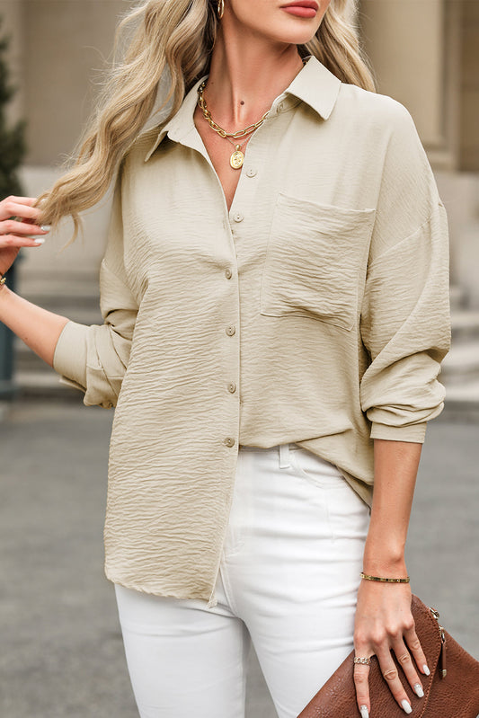Beige Crinkle Pocket Shirt LT