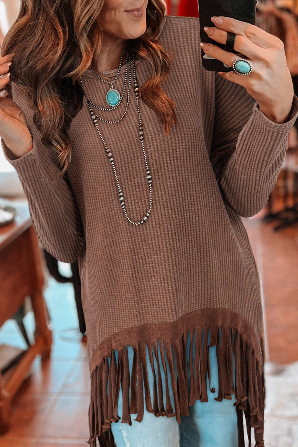 Western Fringe High Low Top INS