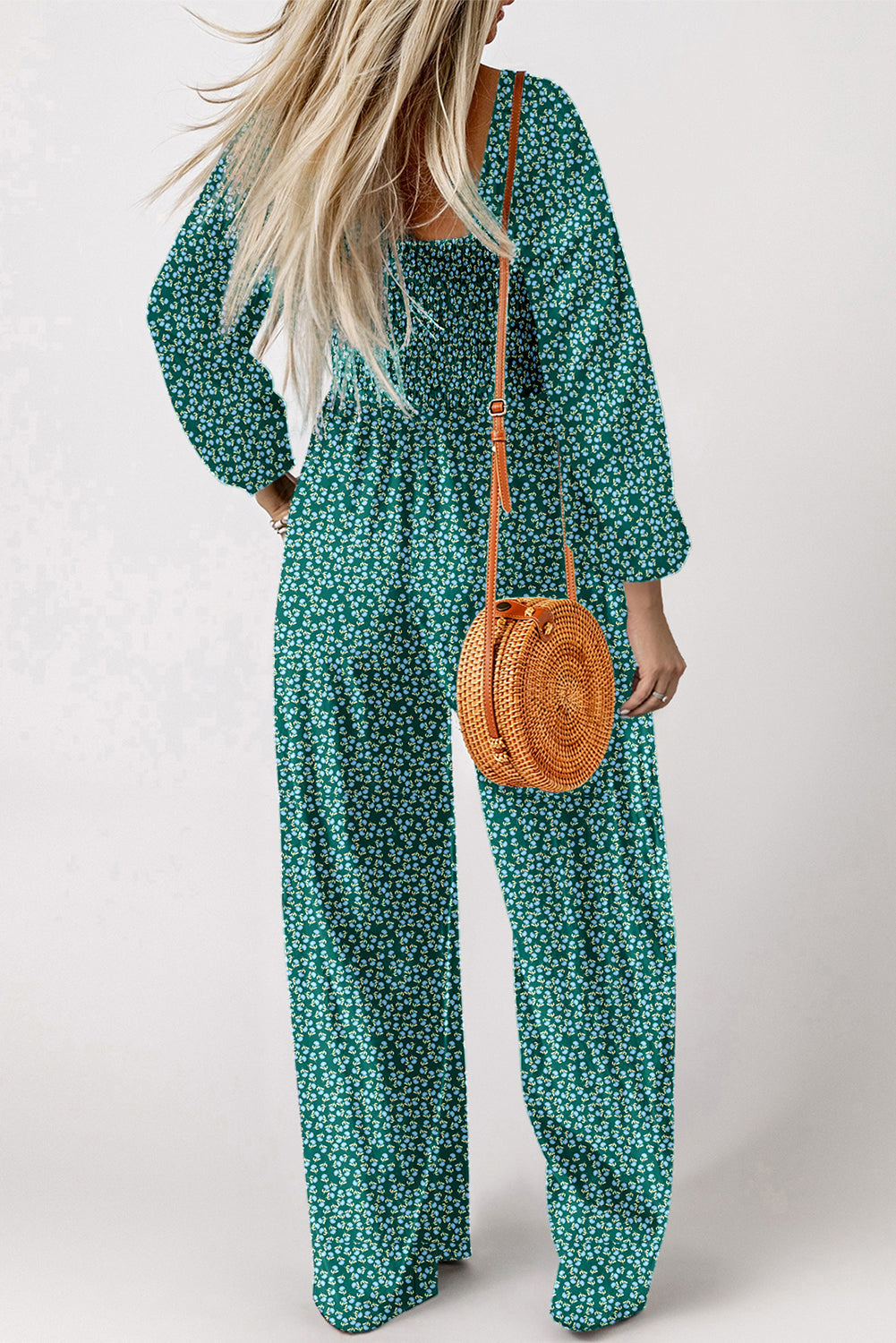 Floral Smocked Jumpsuit OOTD