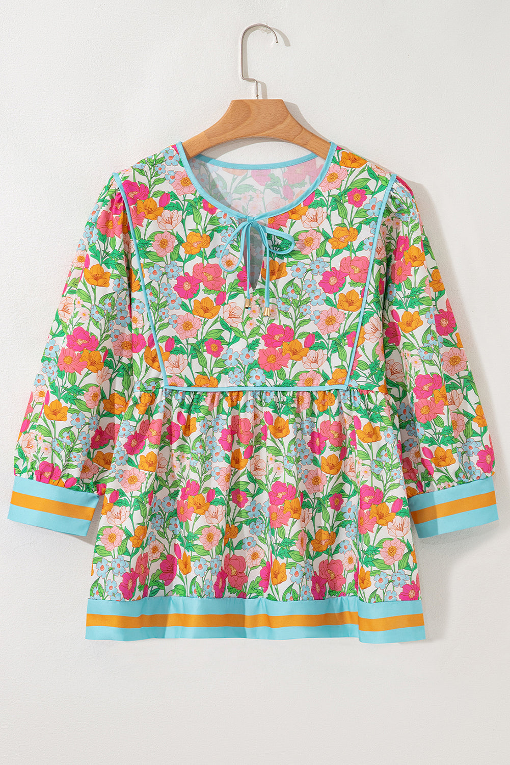 Green Floral Babydoll Blouse LT