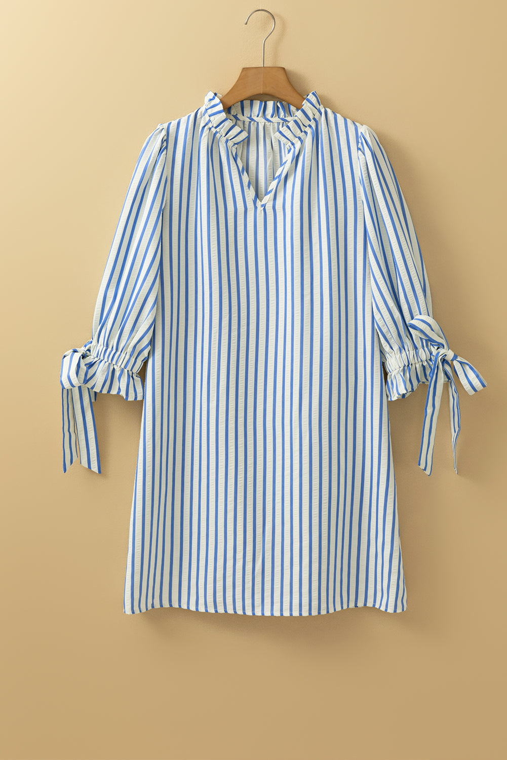 Blue Stripe Knotted Sleeve Dress LT