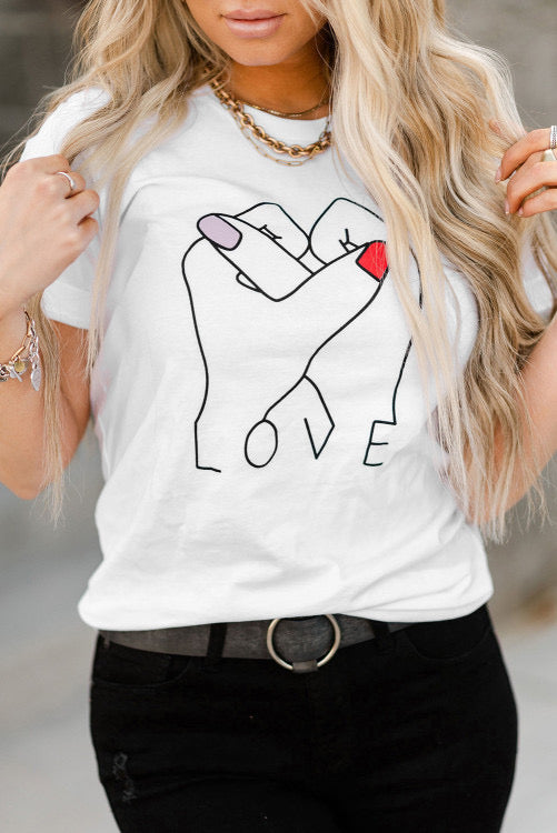 White Valentine LOVE Gesture Tee INS