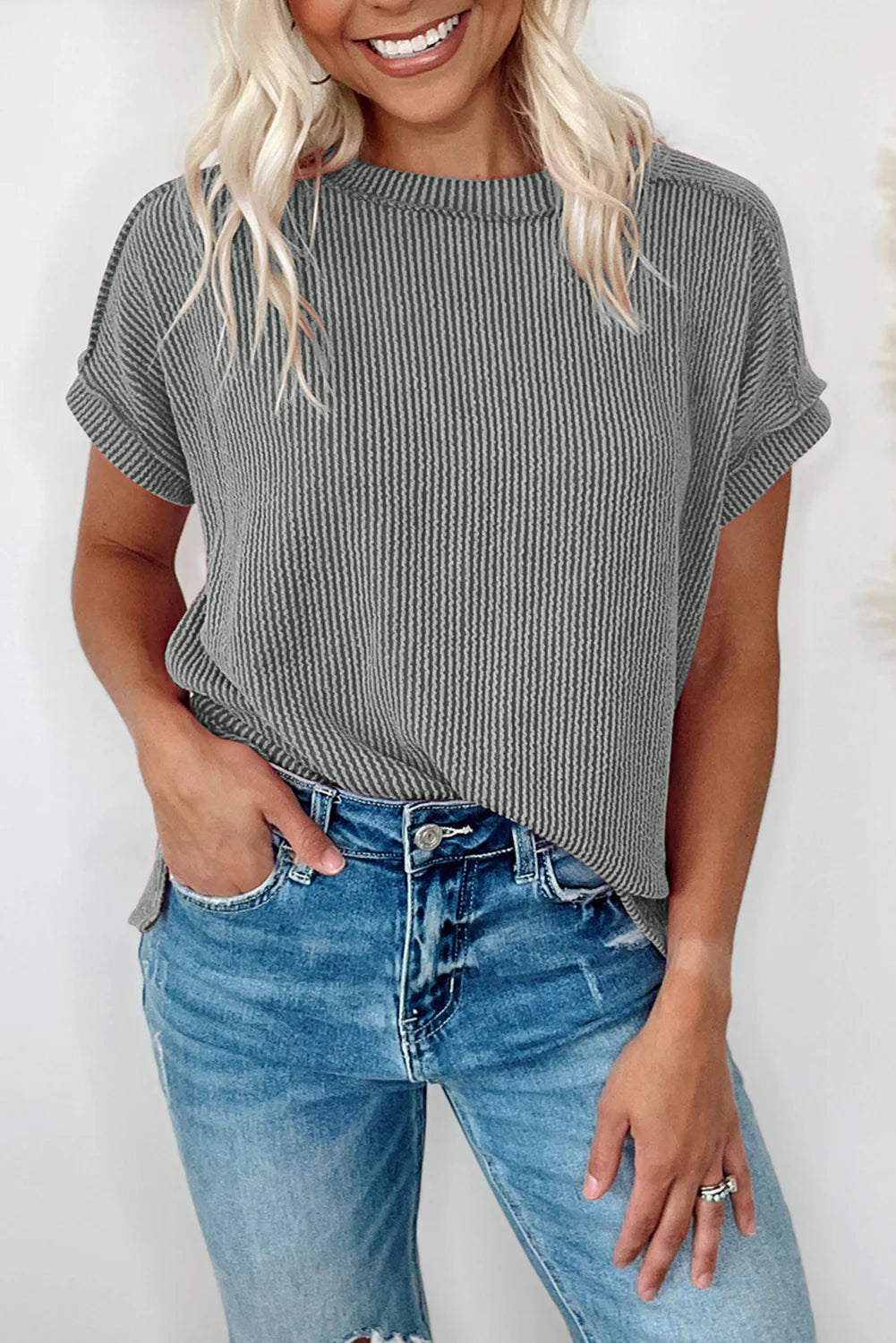 Grey Corded Short Sleeve INS
