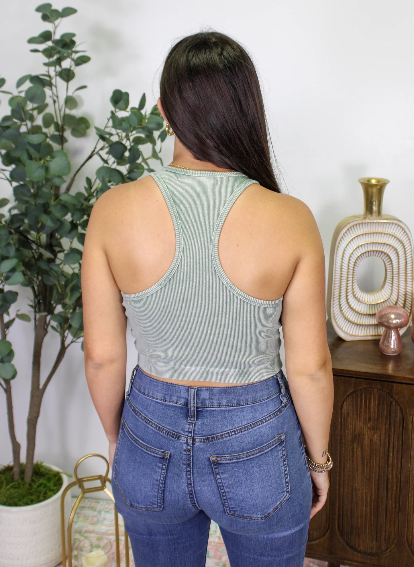 Green Crop Racerback padded Tank INS