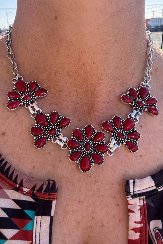 Ruby Flower Necklace INS