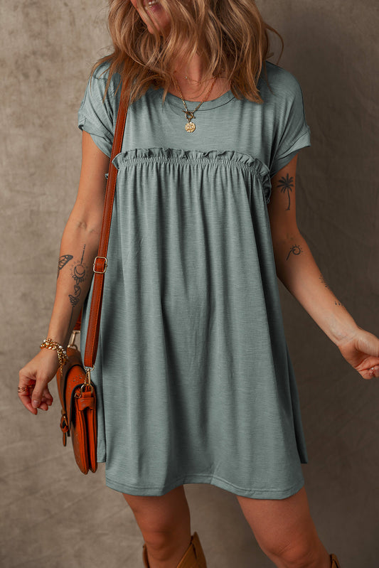 Green Frilled T Shirt Dress LT