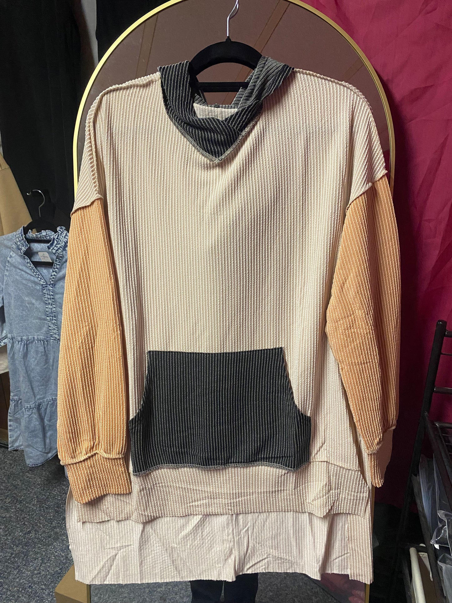 Smoke Gray Colorblock hoodie INS
