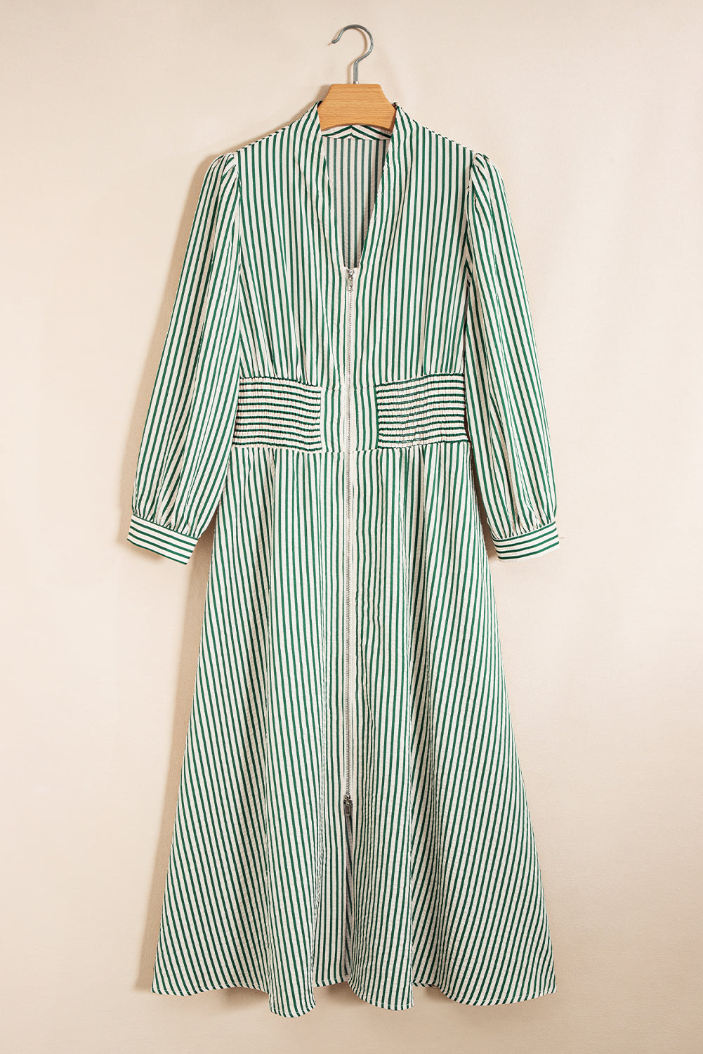 Green Stripe Cinched Midi Dress LT
