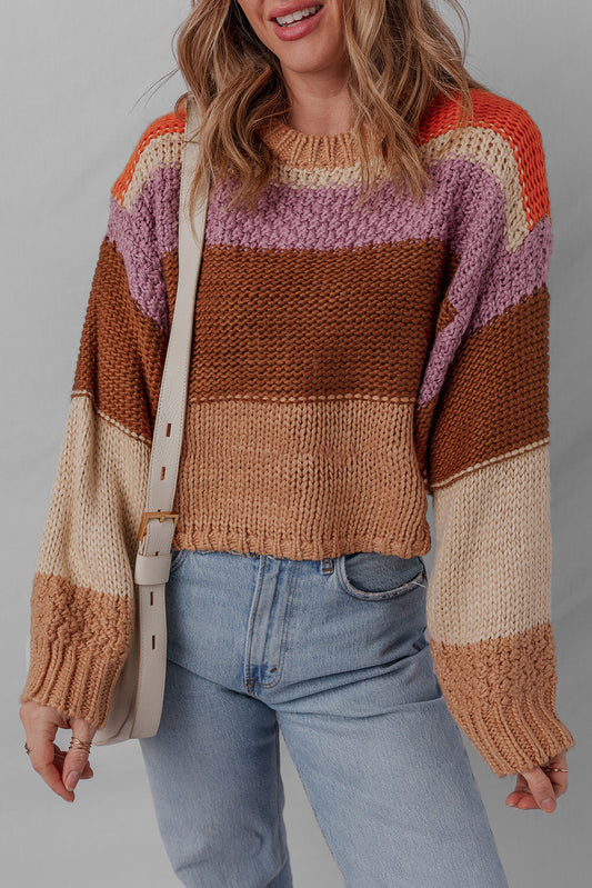 Colorful Cropped Knitted Sweater LT