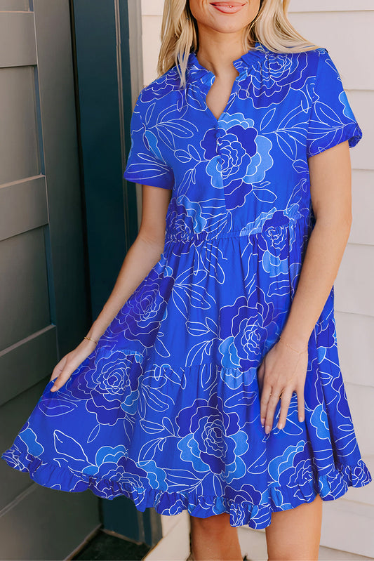 Blue Floral Ruffle Dress LT