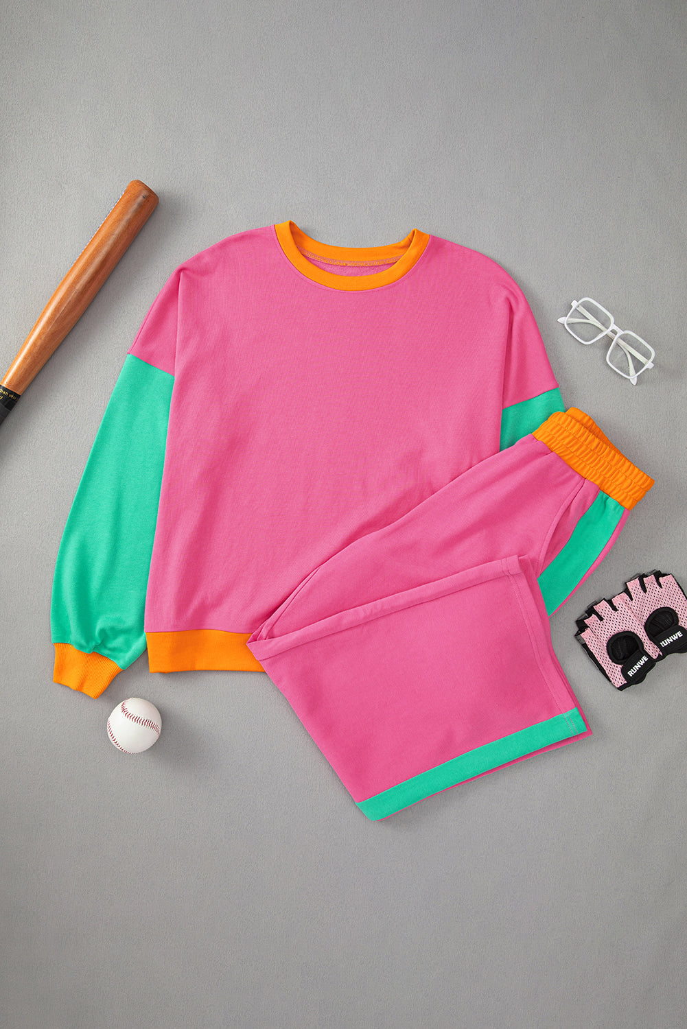Colorblock Loose Pullover Set RTS