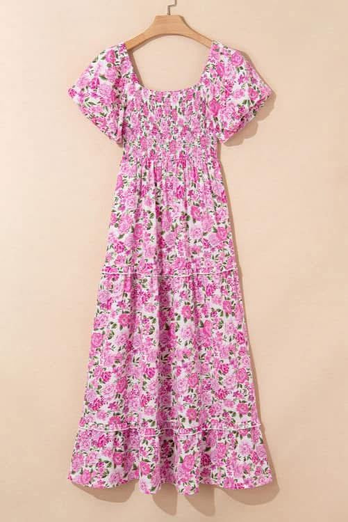 Pink Floral Puff Sleeve Maxi (Pre-Order)