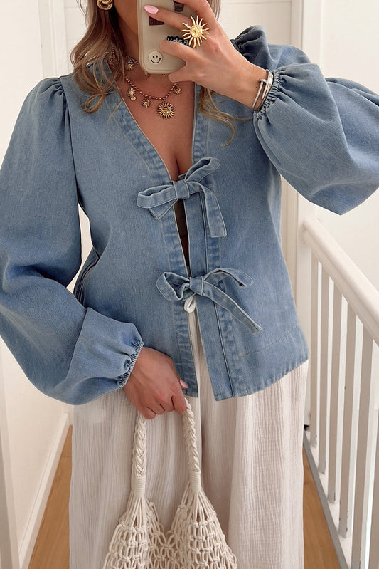 Tied Front Denim Top LT