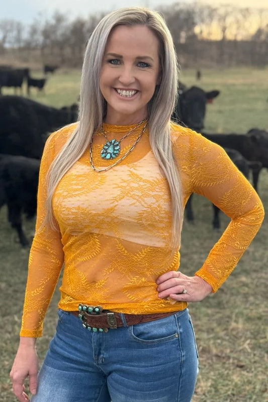 Golden Yellow Lace Top INS