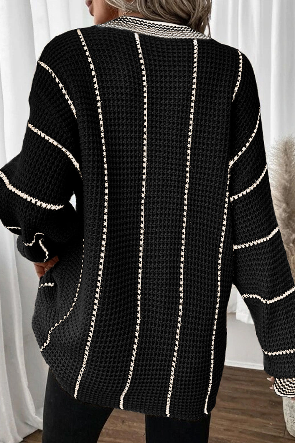 Black Stripe Loose Sweater LT