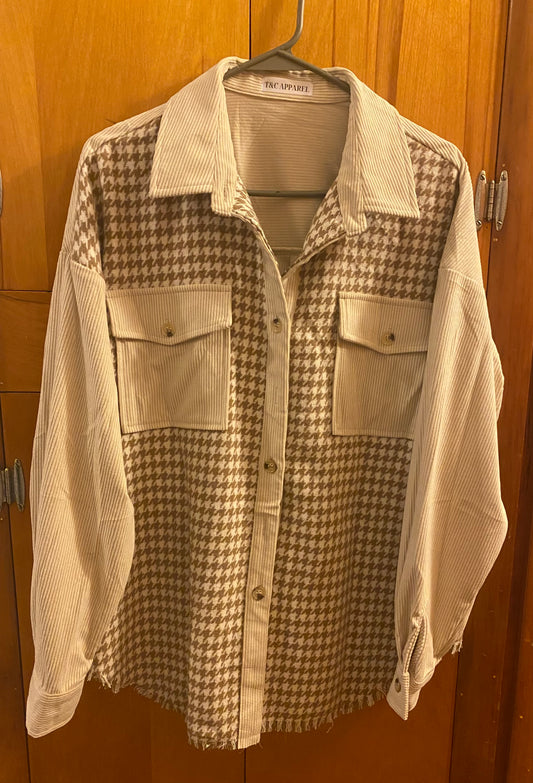 Houndstooth Corduroy Shacket INS