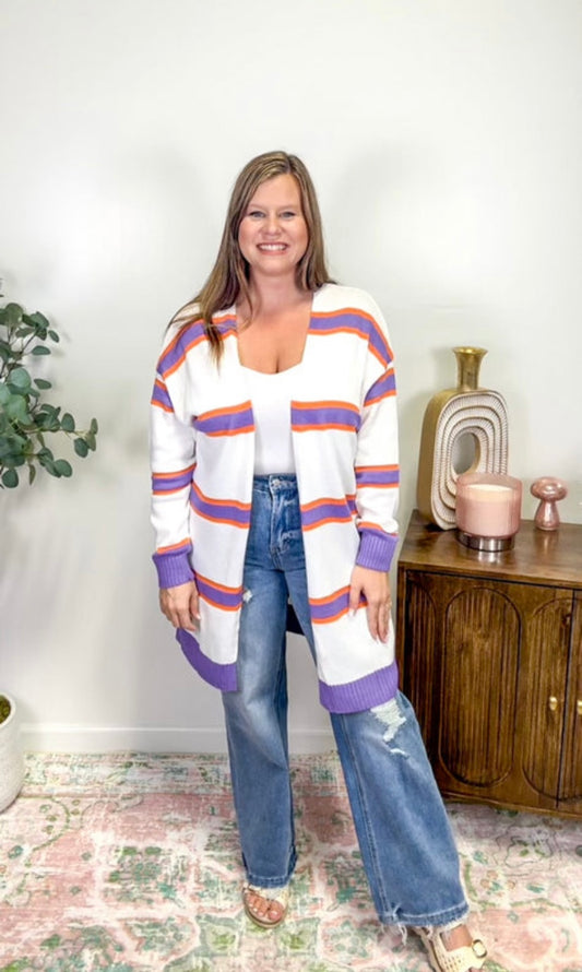 Purple Striped Cardigan INS