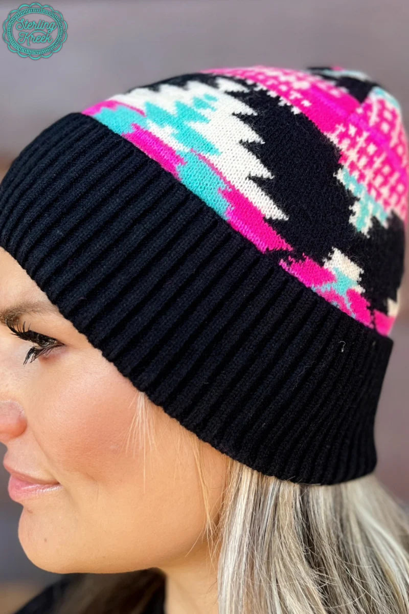 Pink Aztec Winter Hat INS
