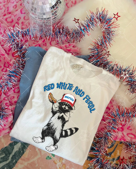 Red, White and Feral Tee INS
