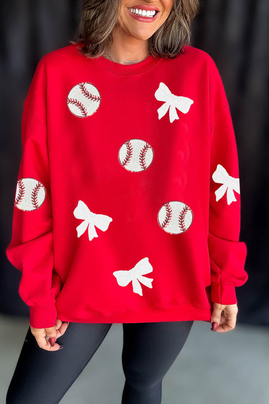 Red Sequin Game Day Pullover LT