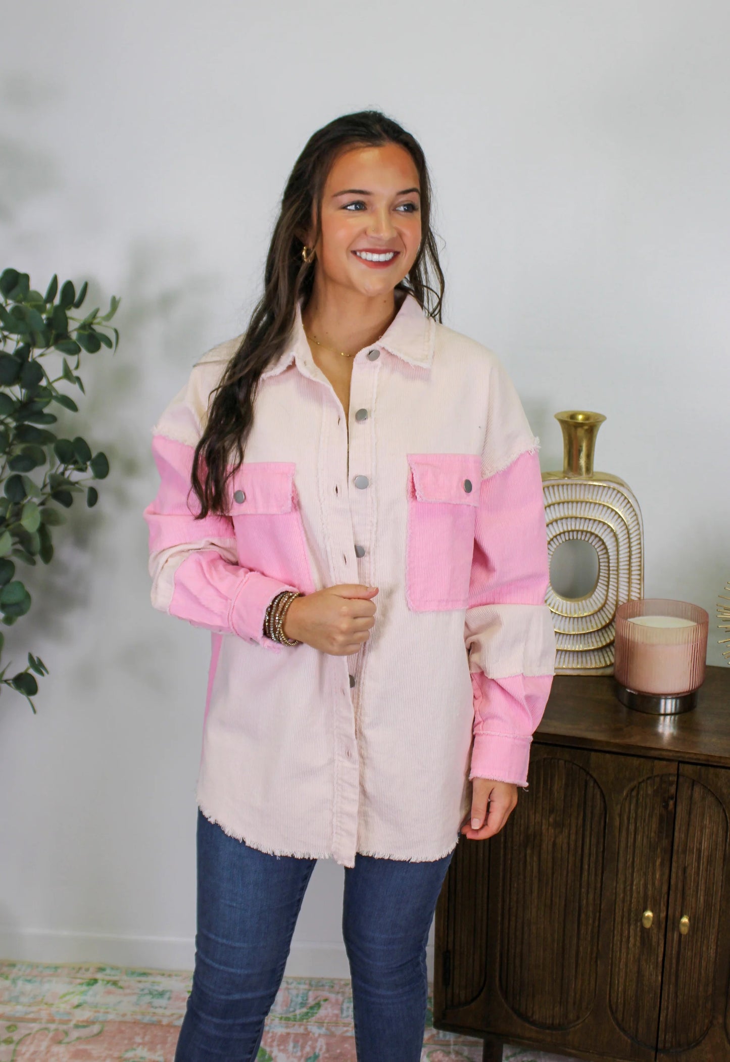 Pink Corduroy Shacket INS