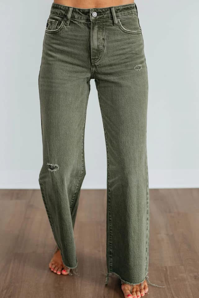 Green Distressed Jeans (Pre-Order)