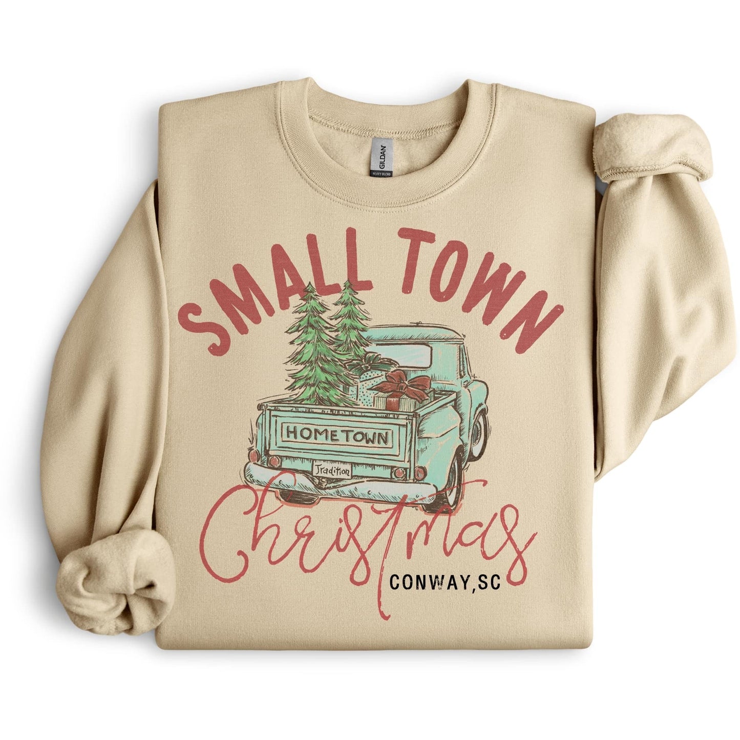 CUSTOM Small Town Christmas Sweatshirt.