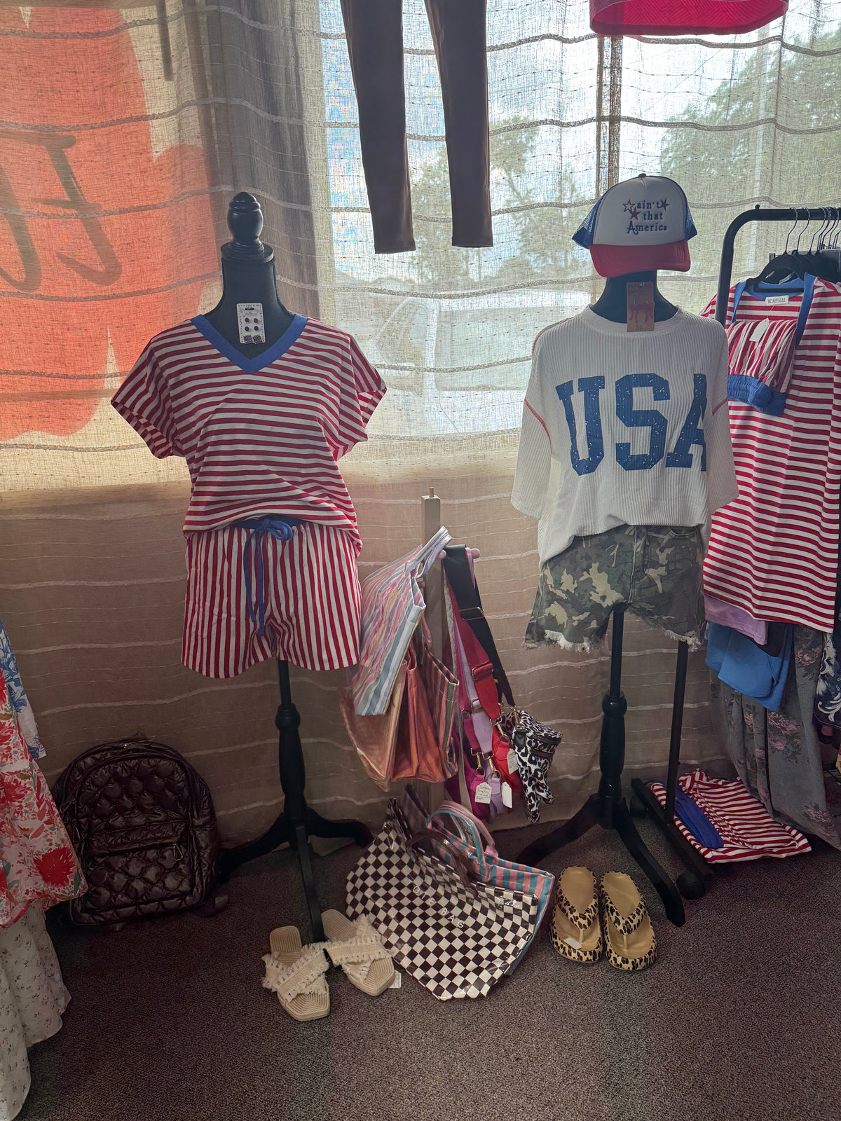 Red Stripe Shorts Set INS