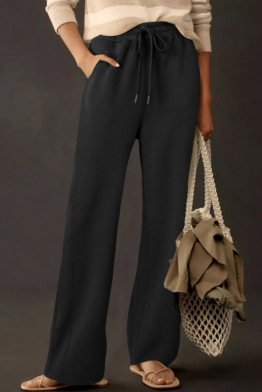 Black Scuba Drawstring Pants LT