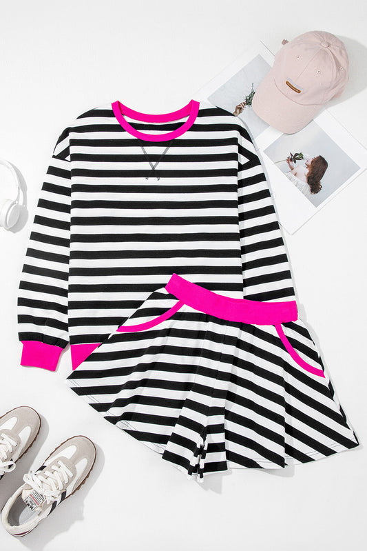 Black Stripe Ribbed Set LT