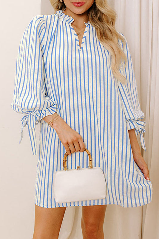 Blue Stripe Knotted Sleeve Dress LT