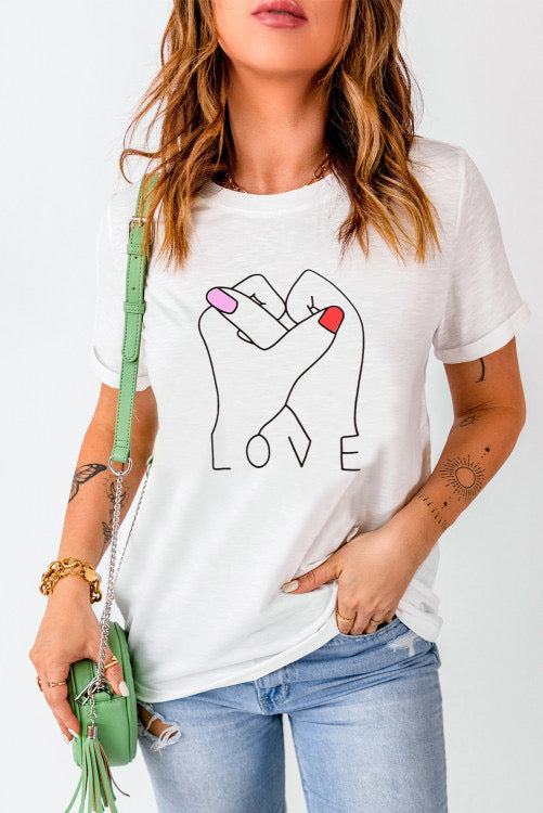 White Valentine LOVE Gesture Tee INS