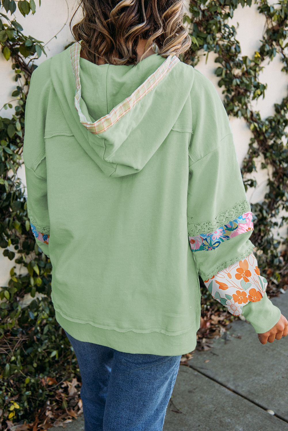 Lace Floral Hooded Pullover FB