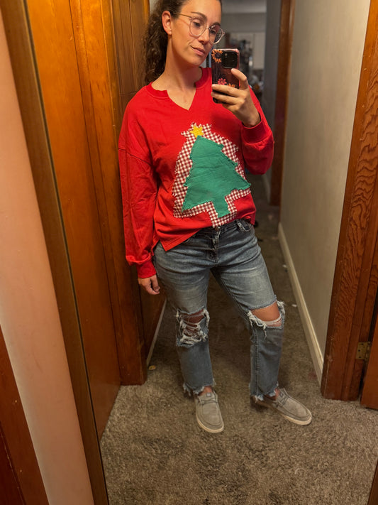 Plaid Christmas Tree Top INS