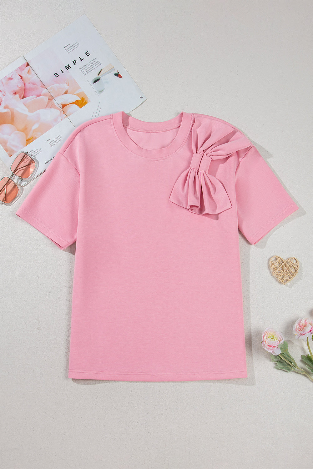 Pink Bow Appliqué Top OOTD