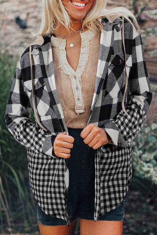 Black Double Plaid Shacket (Pre-Order)
