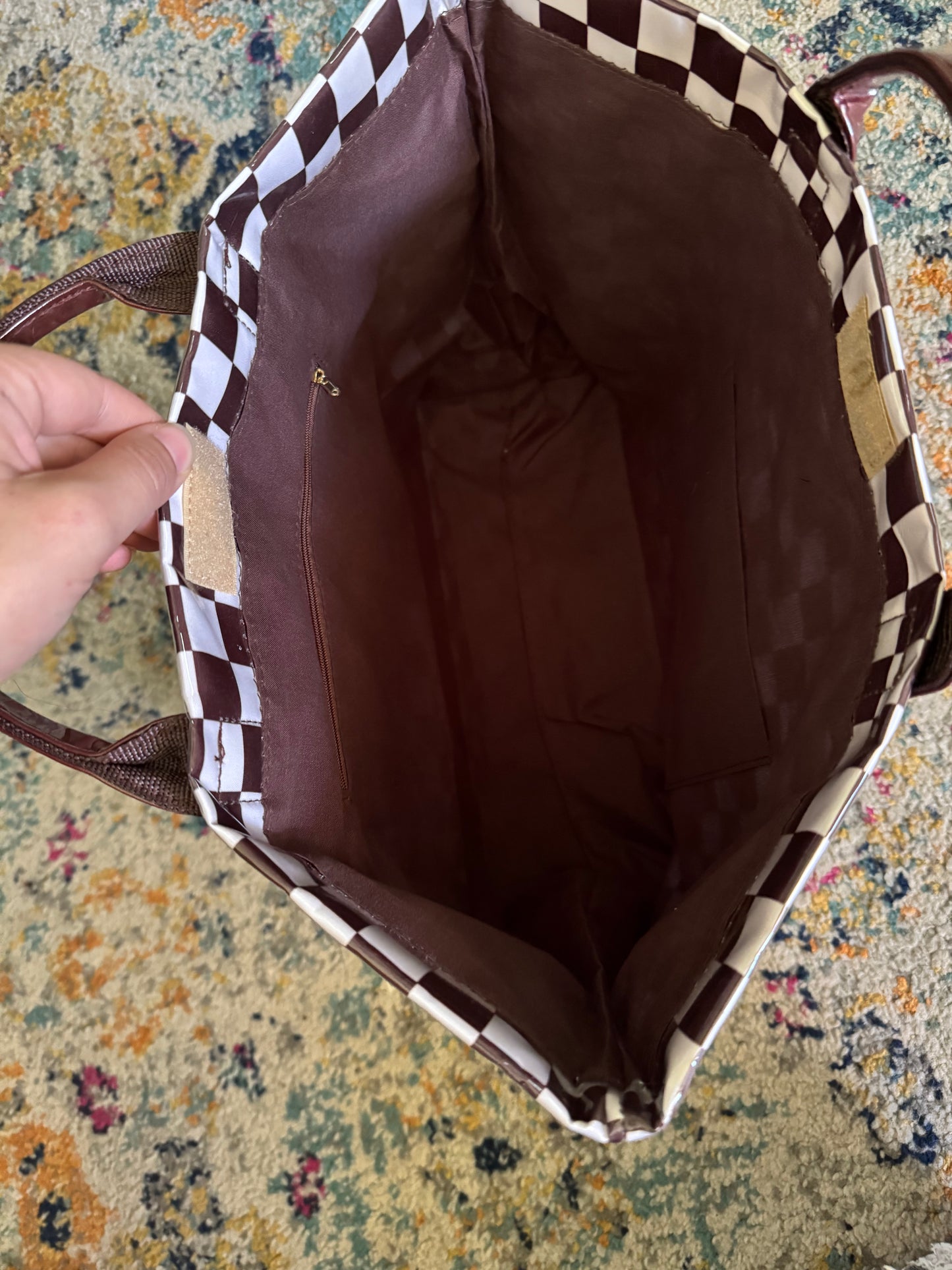 Brown Checkered TOTE bag INS