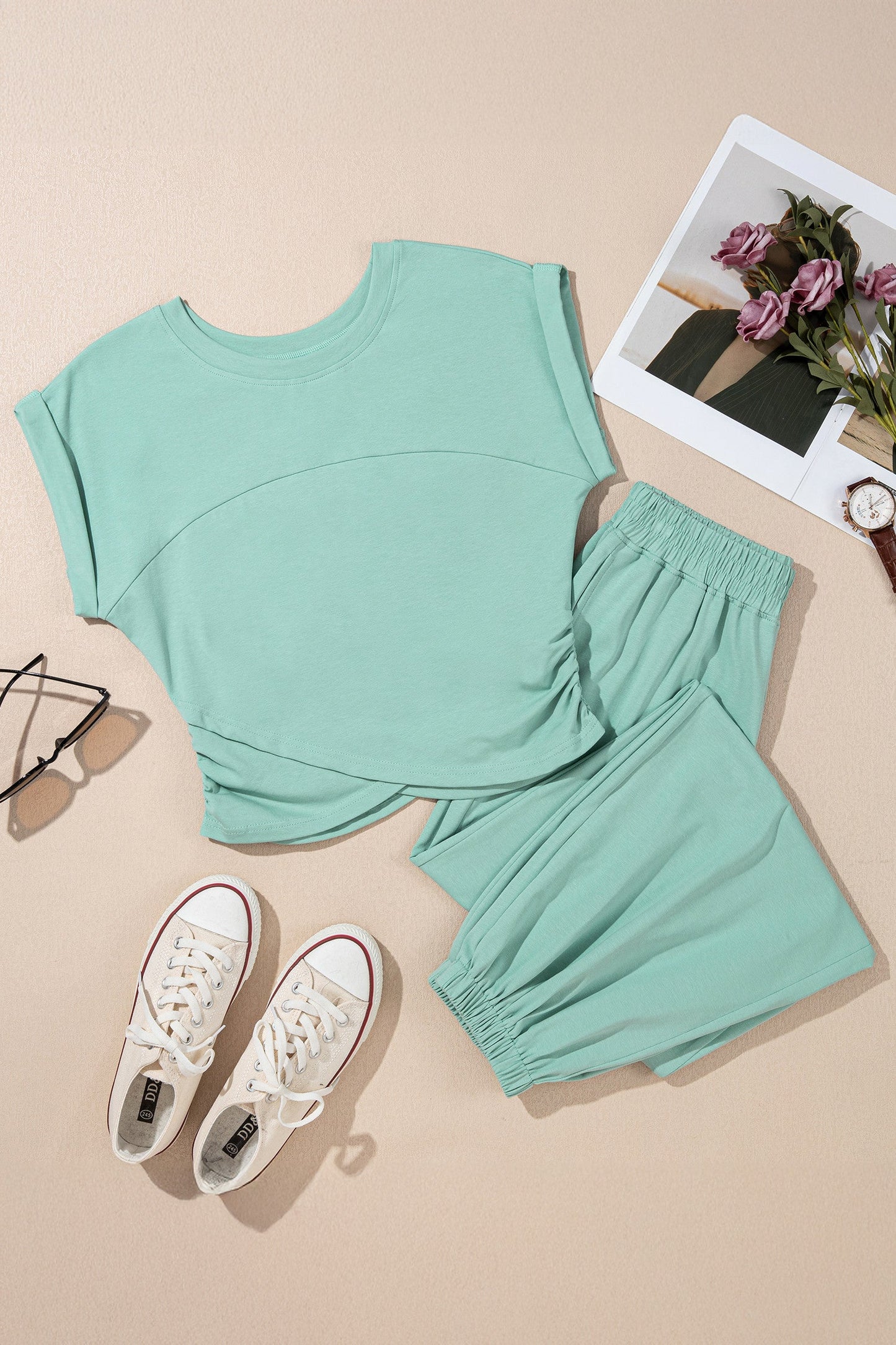 Jade Solid Cropped Set