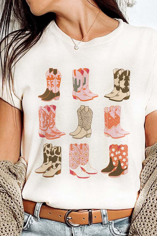 White Boot Graphic Top INS