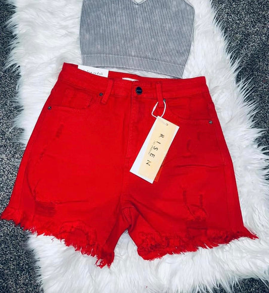 Risen—Red Stretch Shorts INS