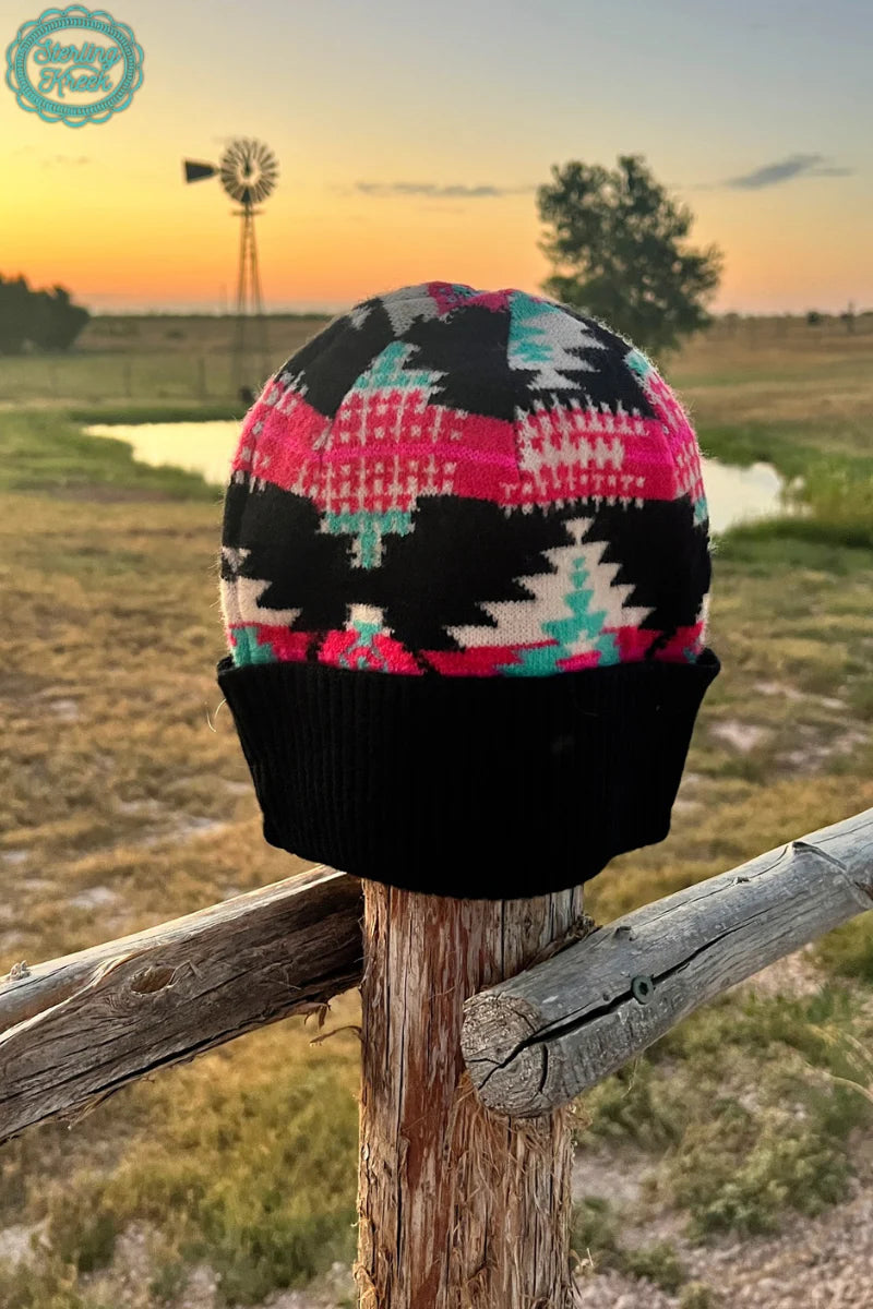 Pink Aztec Winter Hat INS