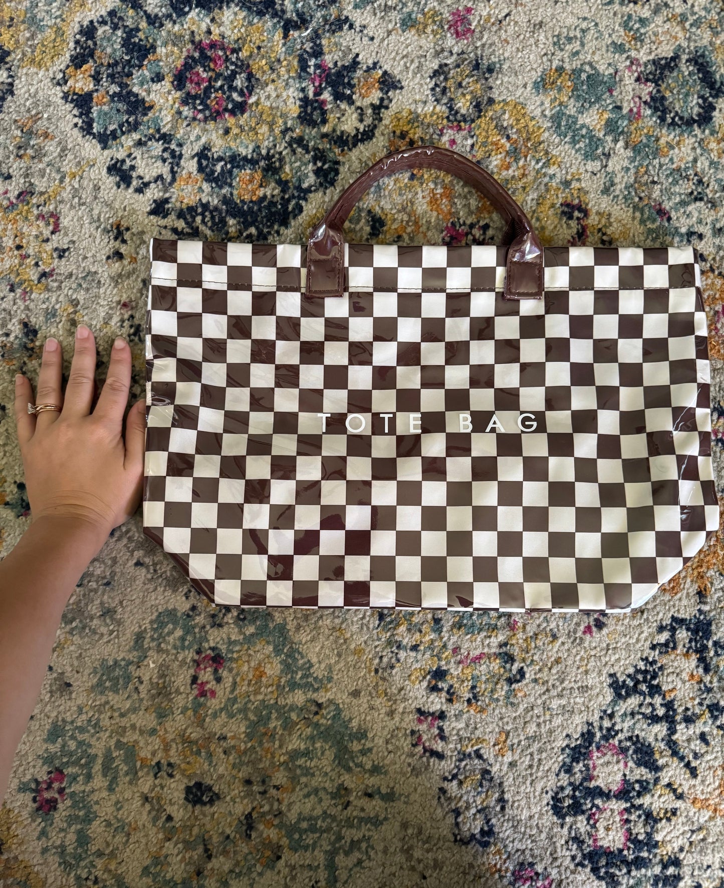 Brown Checkered TOTE bag INS