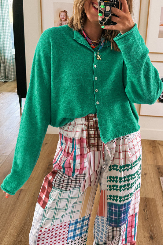 Green Knit Button Cardigan LT