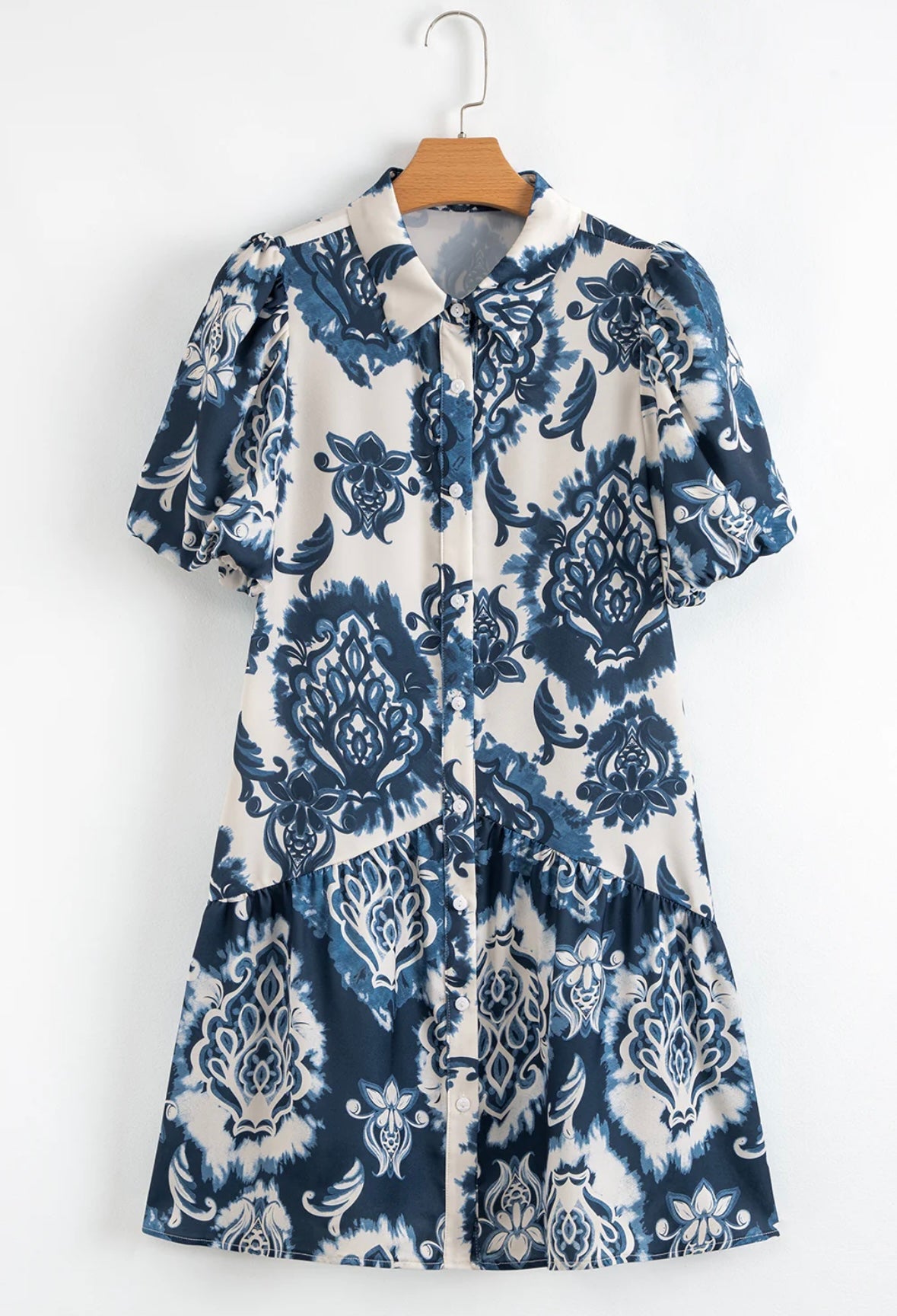 Blue Boho Floral Dress INS