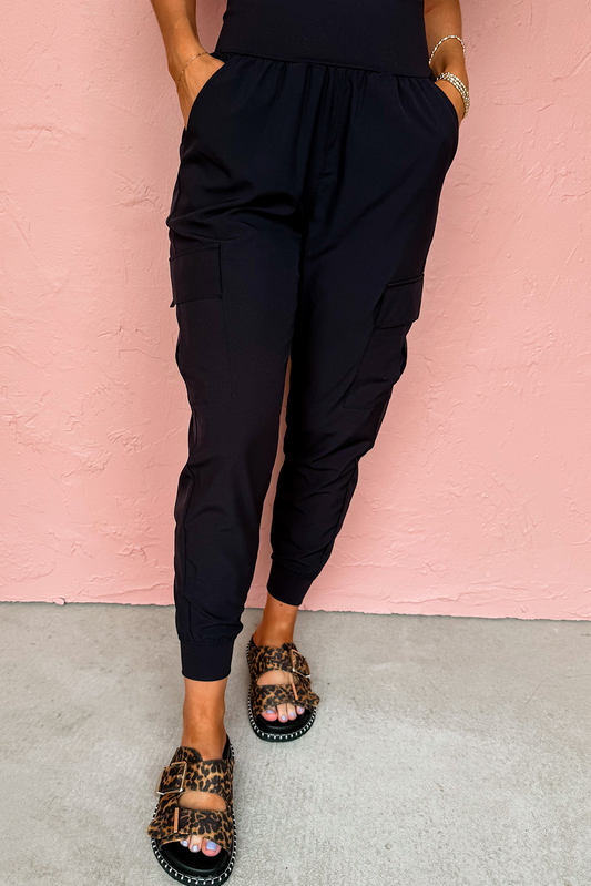 Black Cargo Joggers LT