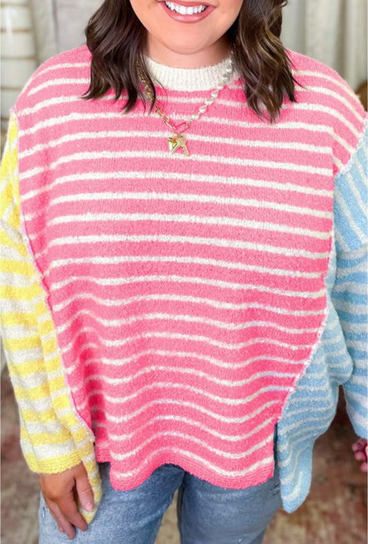 Plus Size Colorblock Sweater INS