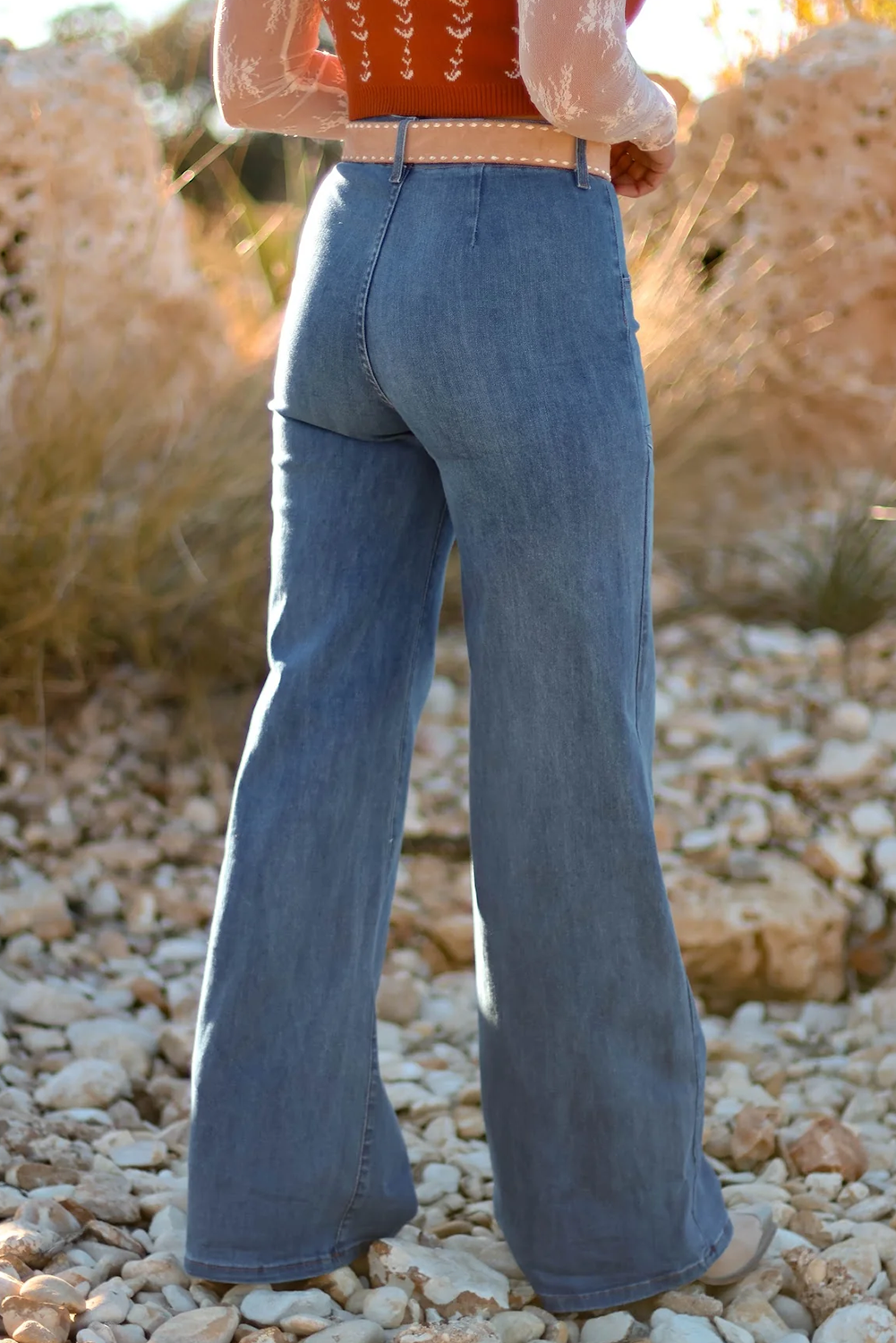 Multi Button High Wasit Blue Jeans LT