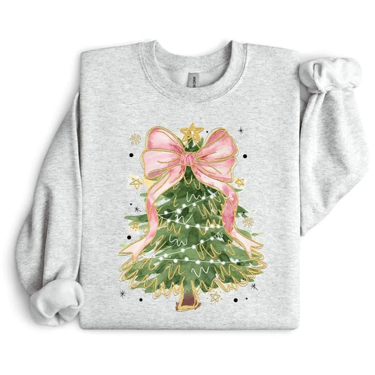 Christmas Tree with Pink Bow sweatshirt INS