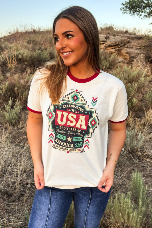Celebrating USA Ringer Tee