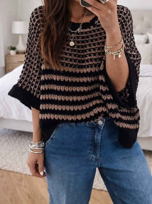 Black Stripe Slouchy Sweater (pre-order)